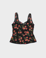 Vintage 2000s Arianne Floral Mesh Lace Trim Top - M