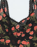 Vintage 2000s Arianne Floral Mesh Lace Trim Top - M