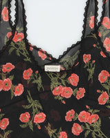 Vintage 2000s Arianne Floral Mesh Lace Trim Top - M