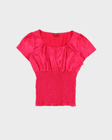 Vintage Y2K 2000s Guess Synched Waist Key Hole Detail Satin Blouse - S