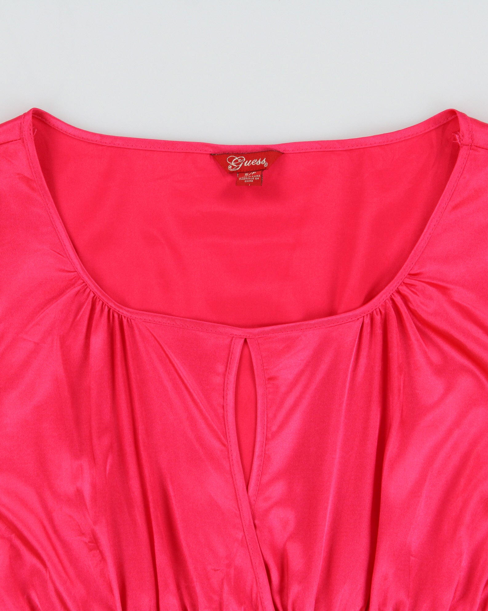 Vintage Y2K 2000s Guess Synched Waist Key Hole Detail Satin Blouse - S