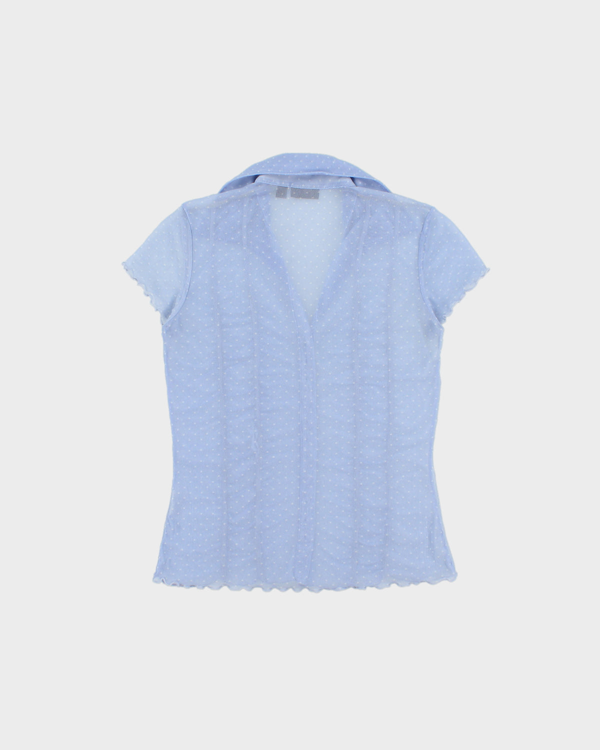 Vintage Y2K 2000s Mexx Polka Dot Mesh Lettuce Hem Blouse - S