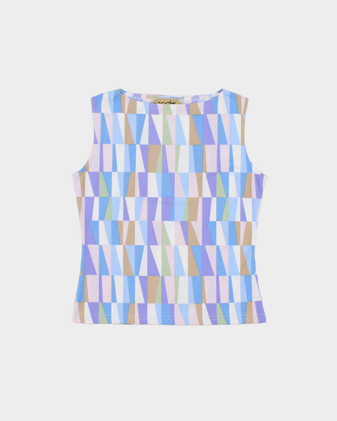 Vintage 1990s CDW Geometric Pattern Boat Neck Top - S