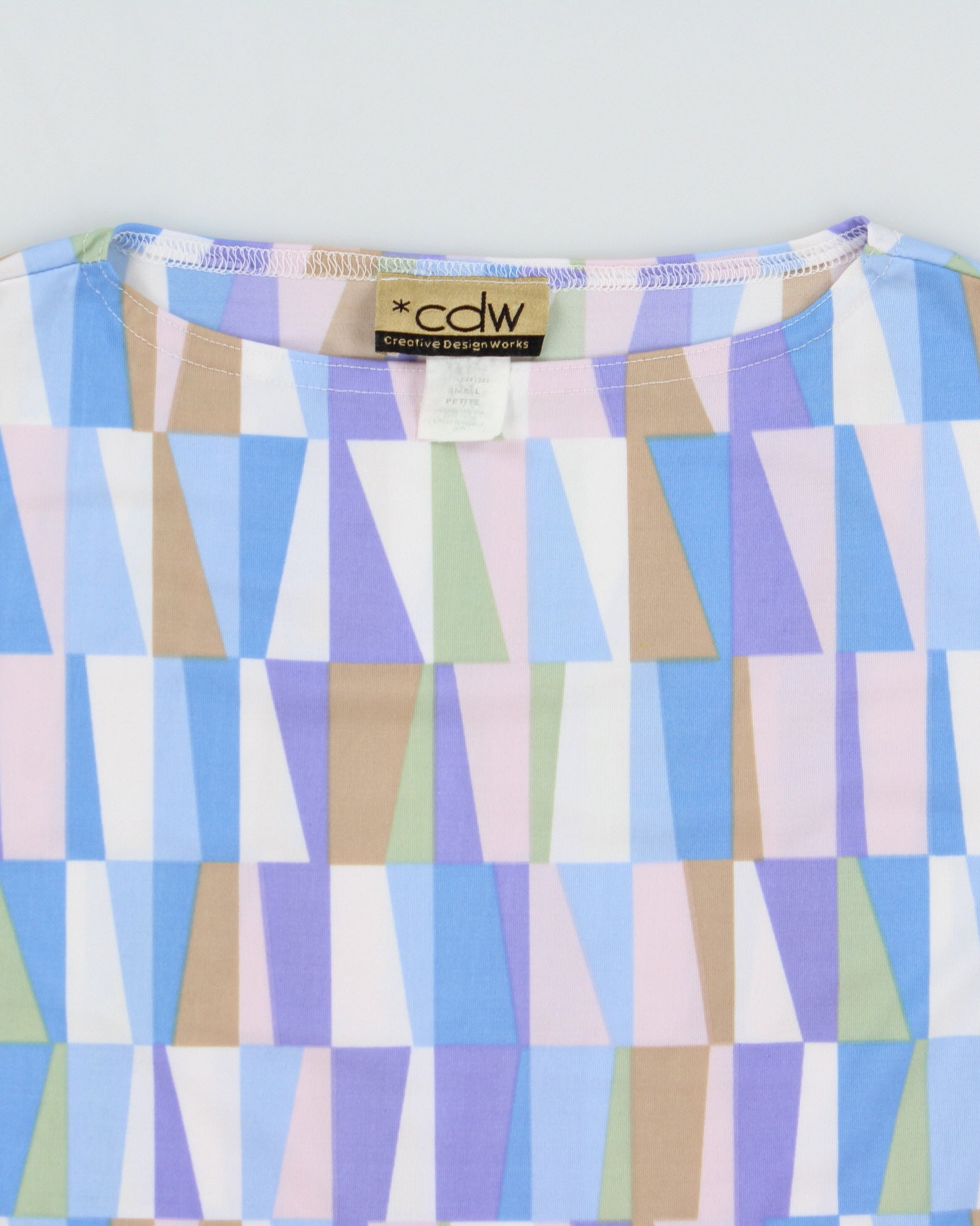 Vintage 1990s CDW Geometric Pattern Boat Neck Top - S