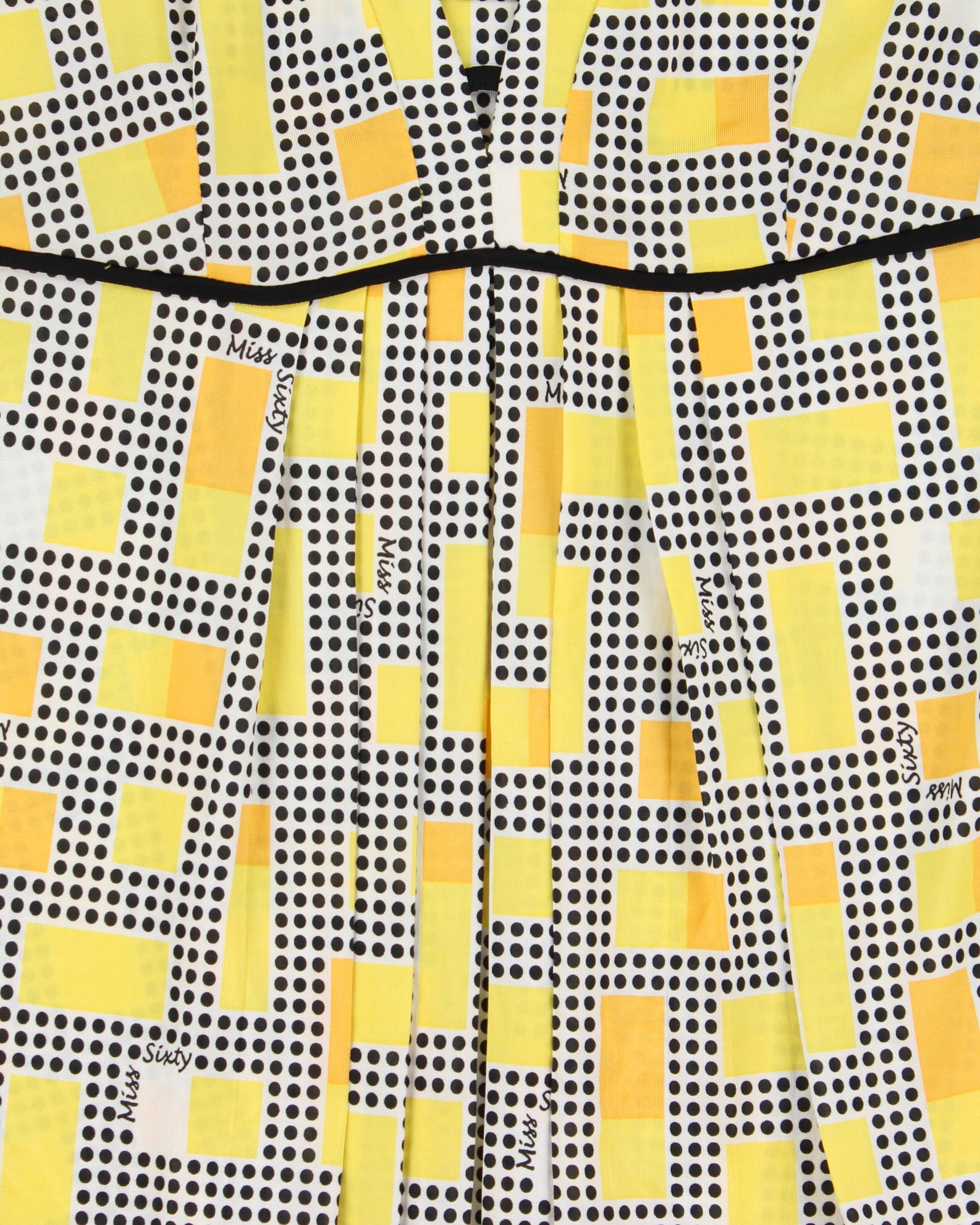 Vintage Y2K 2000s Miss Sixty Polka Dot &amp; Geometric Pattern Pleated Front Detail Top - M