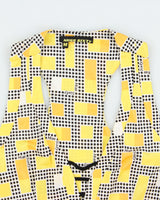 Vintage Y2K 2000s Miss Sixty Polka Dot &amp; Geometric Pattern Pleated Front Detail Top - M
