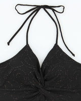 Vintage Y2K 2000s Mariposa Sparkly Swirl Pattern Halter Neck Top - S
