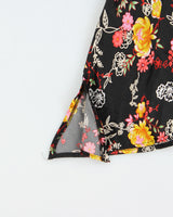 Vintage Y2K 2000s Brody Floral Satin Halter Neck Asymmetric Hem Top - M