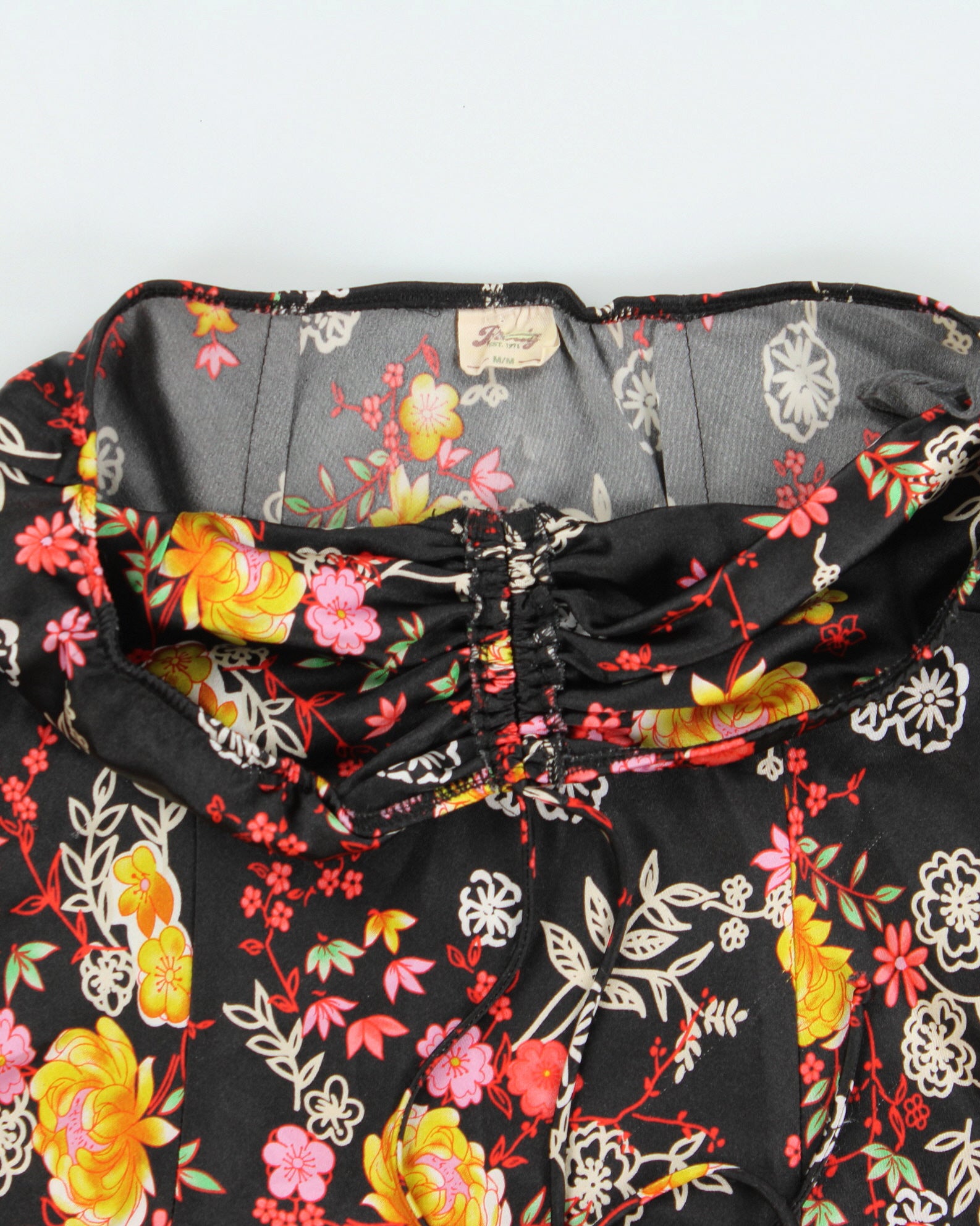 Vintage Y2K 2000s Brody Floral Satin Halter Neck Asymmetric Hem Top - M