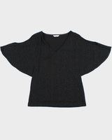 Vintage Y2K 2000s Jaques Vert Sparkly Batwing Cut-out Sleeve Top - S