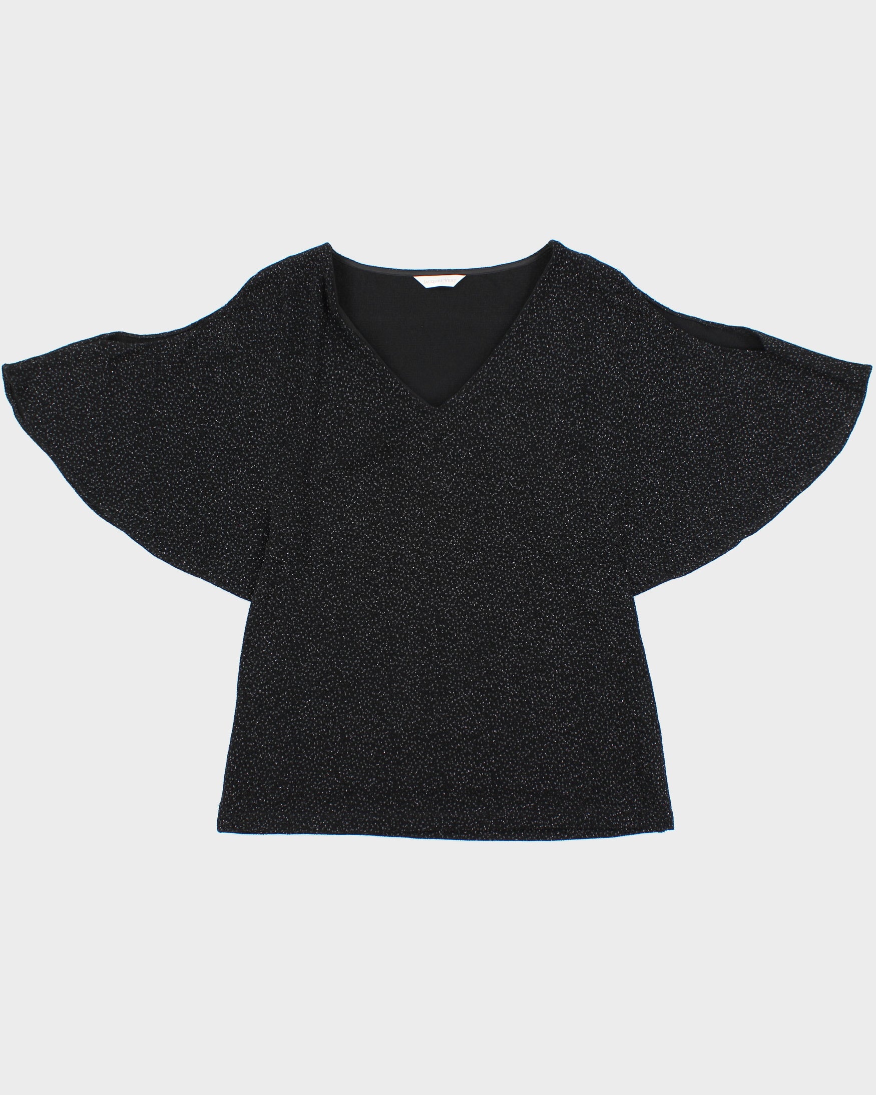 Vintage Y2K 2000s Jaques Vert Sparkly Batwing Cut-out Sleeve Top - S
