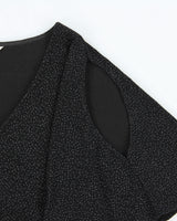 Vintage Y2K 2000s Jaques Vert Sparkly Batwing Cut-out Sleeve Top - S
