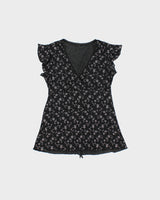 Vintage Y2K 00s Black Floral Tie-Up Camisole - M
