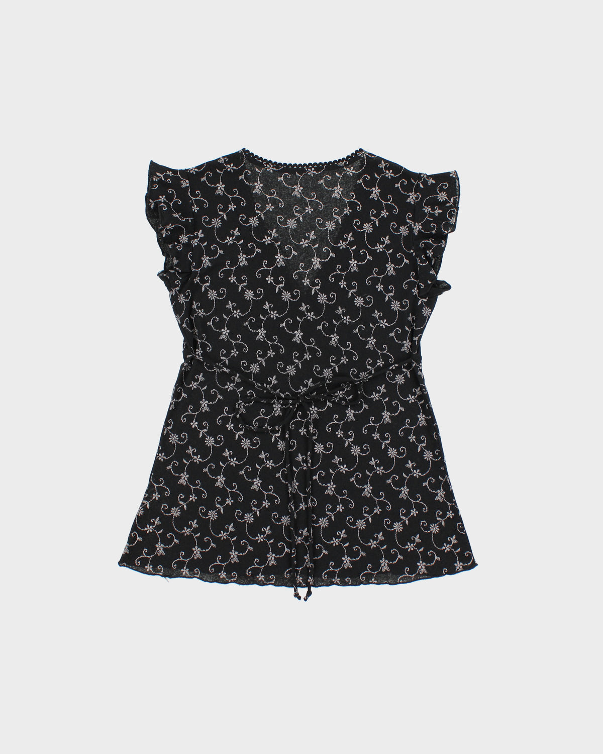Vintage Y2K 00s Black Floral Tie-Up Camisole - M