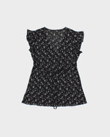 Vintage Y2K 00s Black Floral Tie-Up Camisole - M