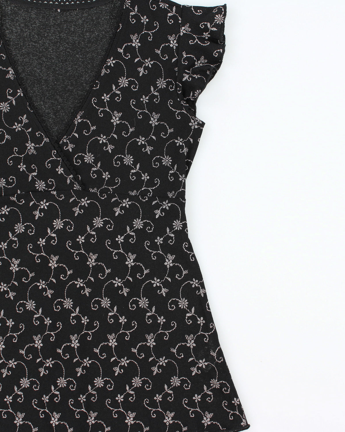 Vintage Y2K 00s Black Floral Tie-Up Camisole - M
