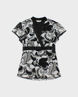 Y2K 00s Jessica Patterned Tie-Up Blouse - L