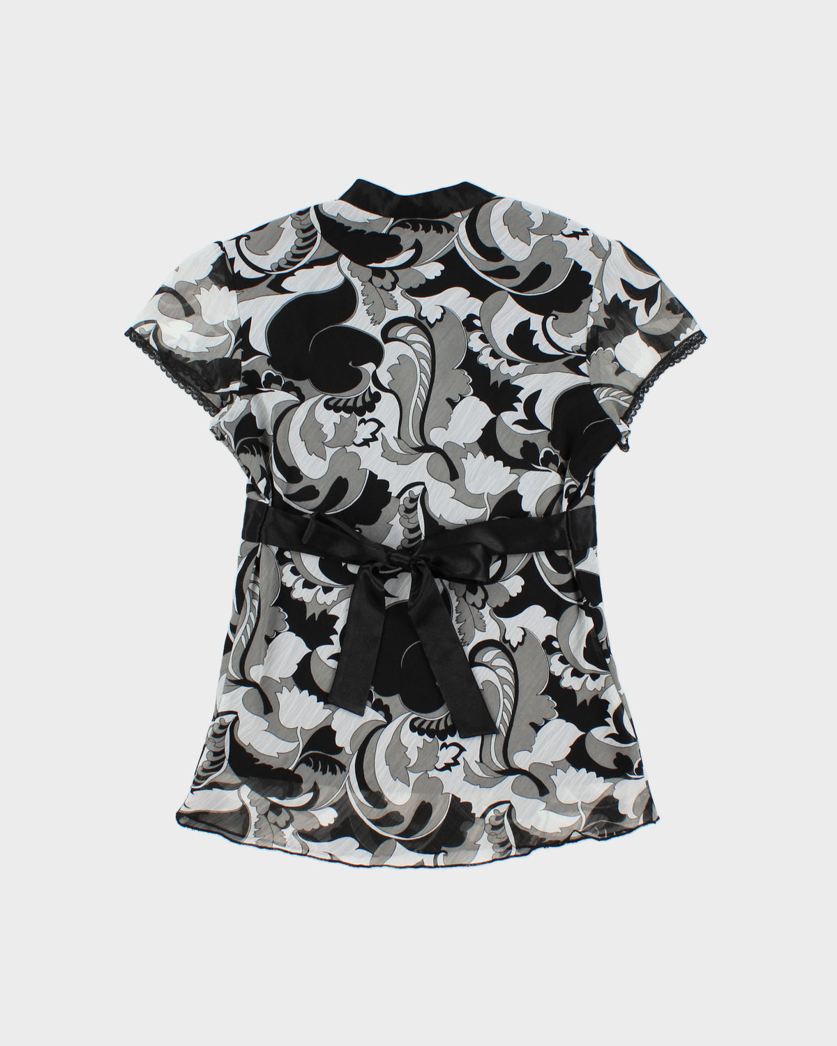 Y2K 00s Jessica Patterned Tie-Up Blouse - L