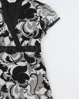 Y2K 00s Jessica Patterned Tie-Up Blouse - L