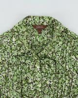 Y2K 00s Jessica Green Patterned Ruffled Short Sleeved Blouse - S