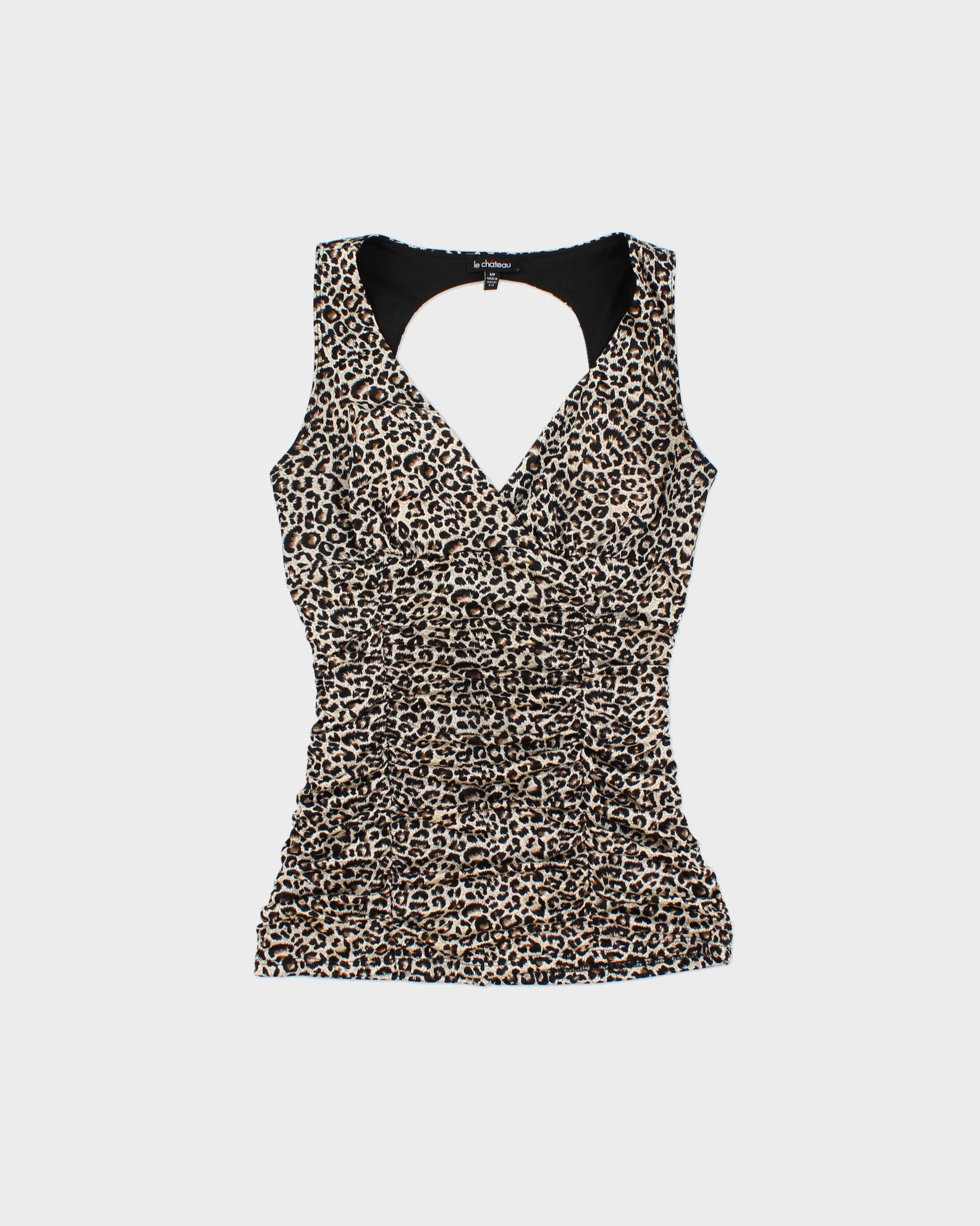 Vintage Y2K 00s Le Chateau Cheetah Print Ruched Top - S