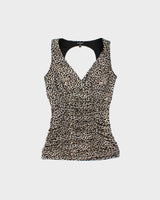 Vintage Y2K 00s Le Chateau Cheetah Print Ruched Top - S