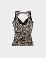 Vintage Y2K 00s Le Chateau Cheetah Print Ruched Top - S