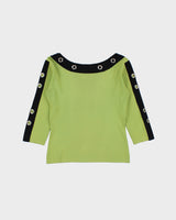 Vintage Y2K 2000s Joseph A. Boat Neck Grommet Detail 3/4 Length Sleeve Top - M