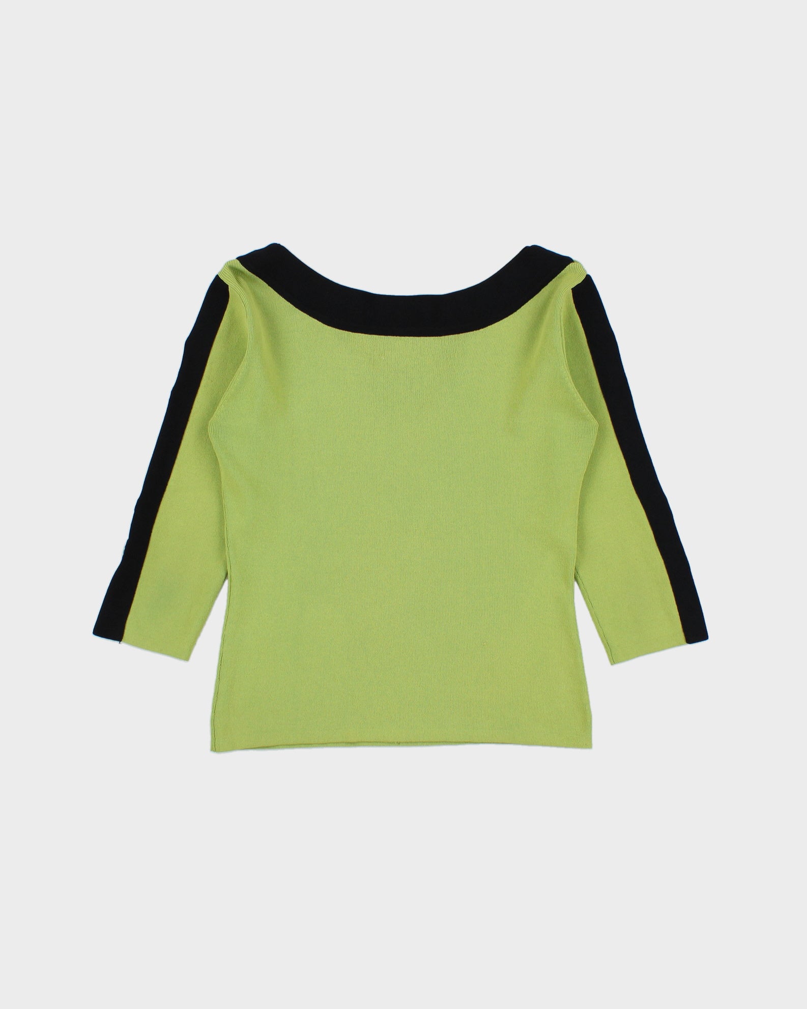 Vintage Y2K 2000s Joseph A. Boat Neck Grommet Detail 3/4 Length Sleeve Top - M
