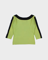 Vintage Y2K 2000s Joseph A. Boat Neck Grommet Detail 3/4 Length Sleeve Top - M