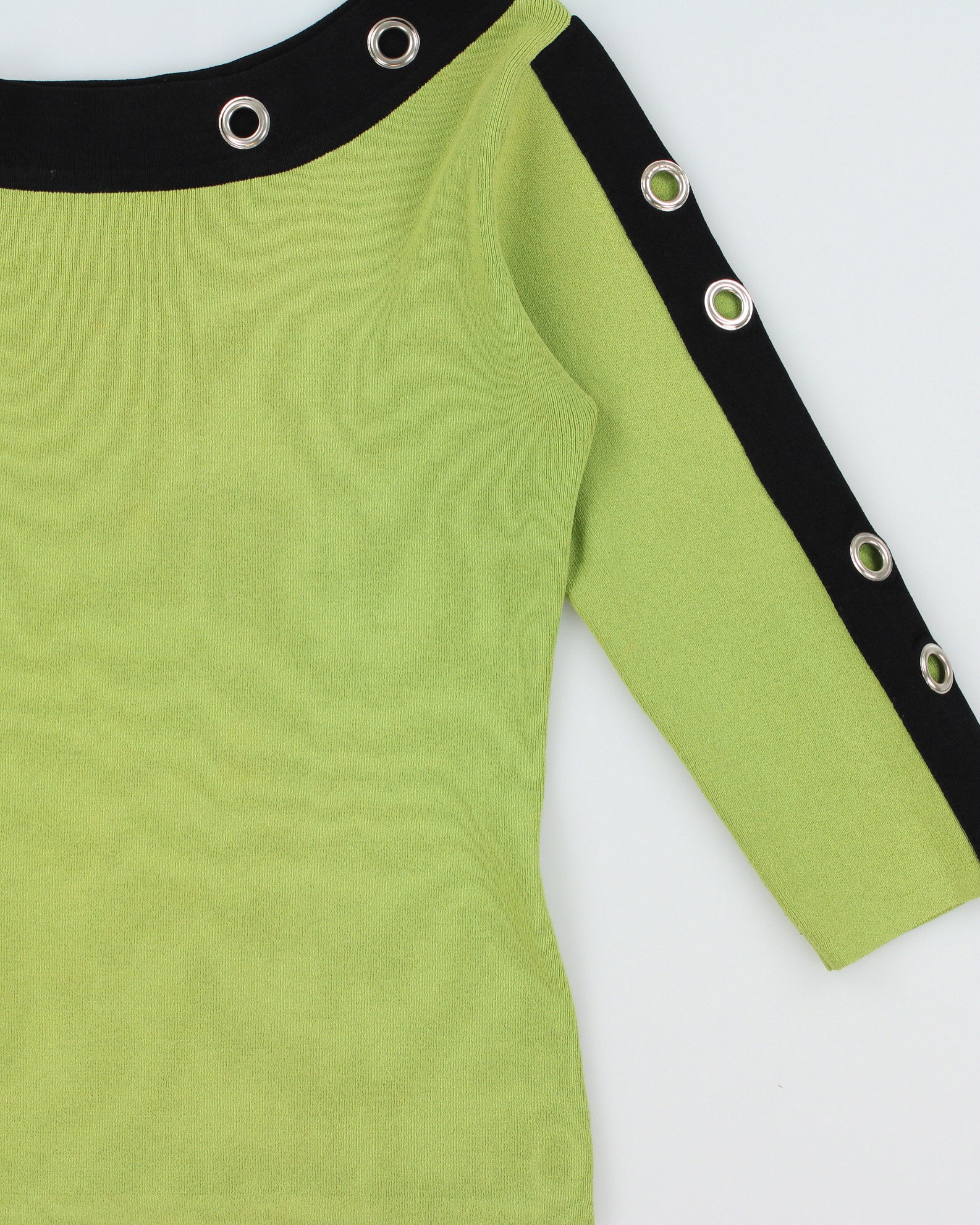 Vintage Y2K 2000s Joseph A. Boat Neck Grommet Detail 3/4 Length Sleeve Top - M