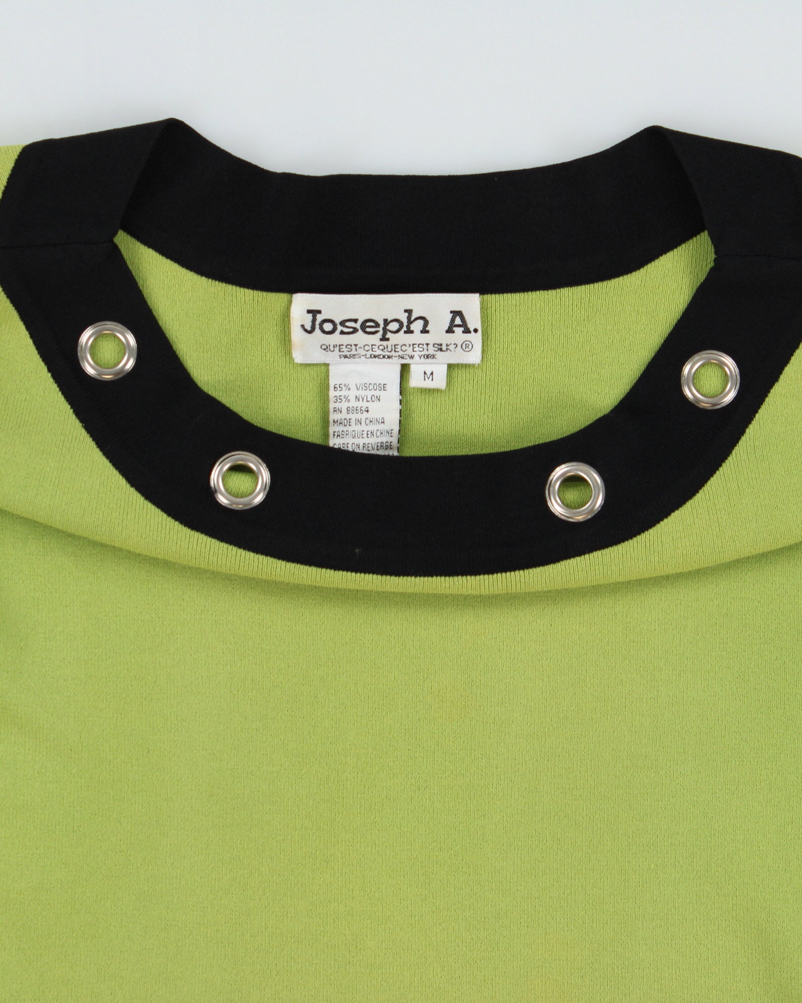 Vintage Y2K 2000s Joseph A. Boat Neck Grommet Detail 3/4 Length Sleeve Top - M