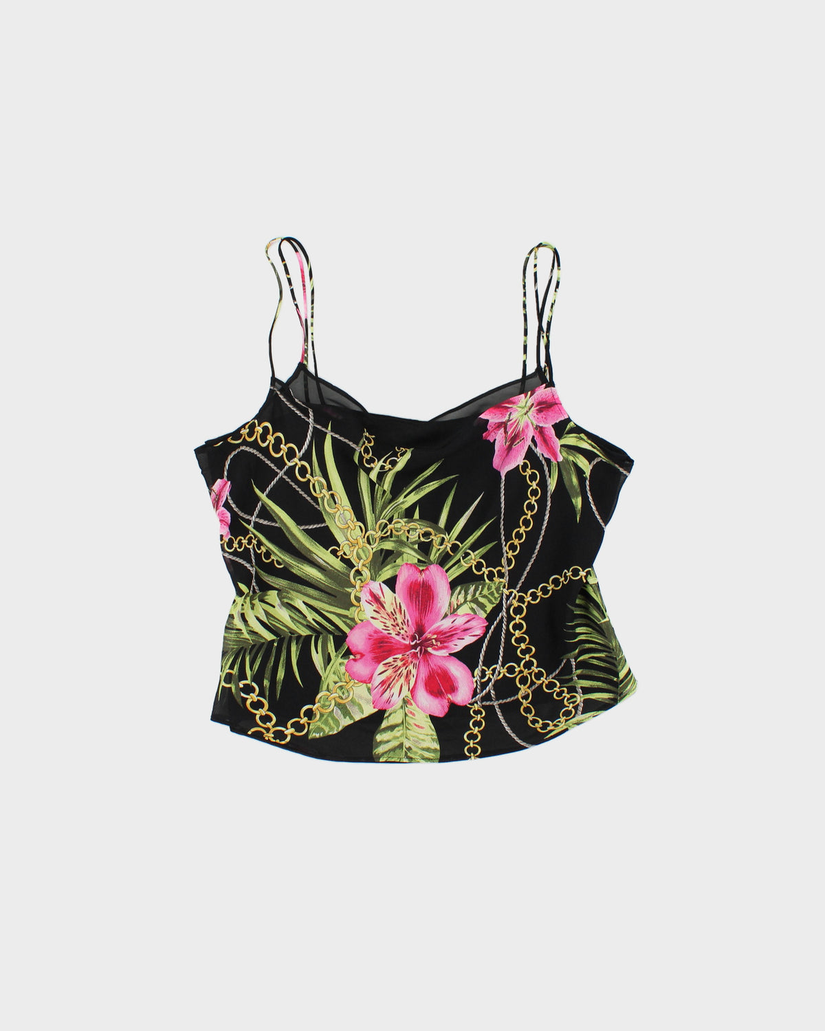 Vintage 1990s Joseph Ribkoff Double Layer Mesh Floral Cami - M