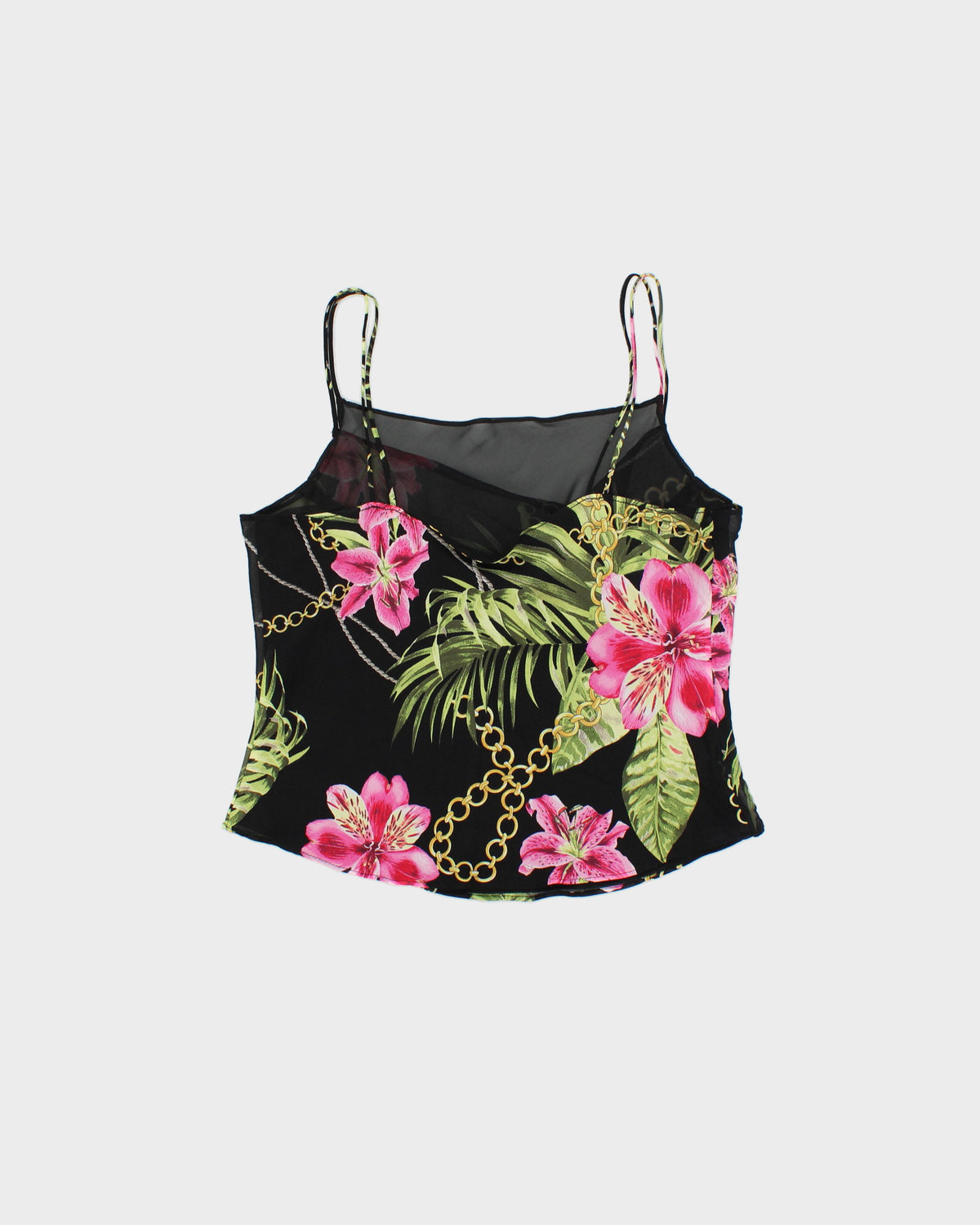 Vintage 1990s Joseph Ribkoff Double Layer Mesh Floral Cami - M