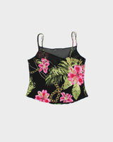 Vintage 1990s Joseph Ribkoff Double Layer Mesh Floral Cami - M