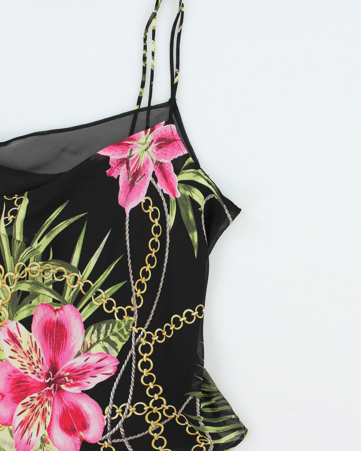 Vintage 1990s Joseph Ribkoff Double Layer Mesh Floral Cami - M