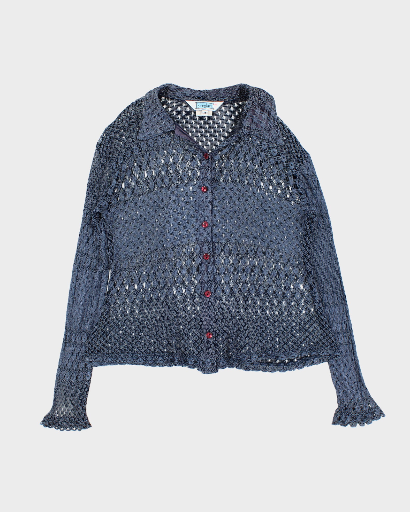 Vintage 1990s Crochet Button Up Blouse - M
