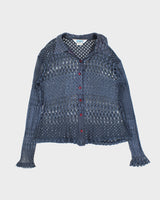 Vintage 1990s Crochet Button Up Blouse - M