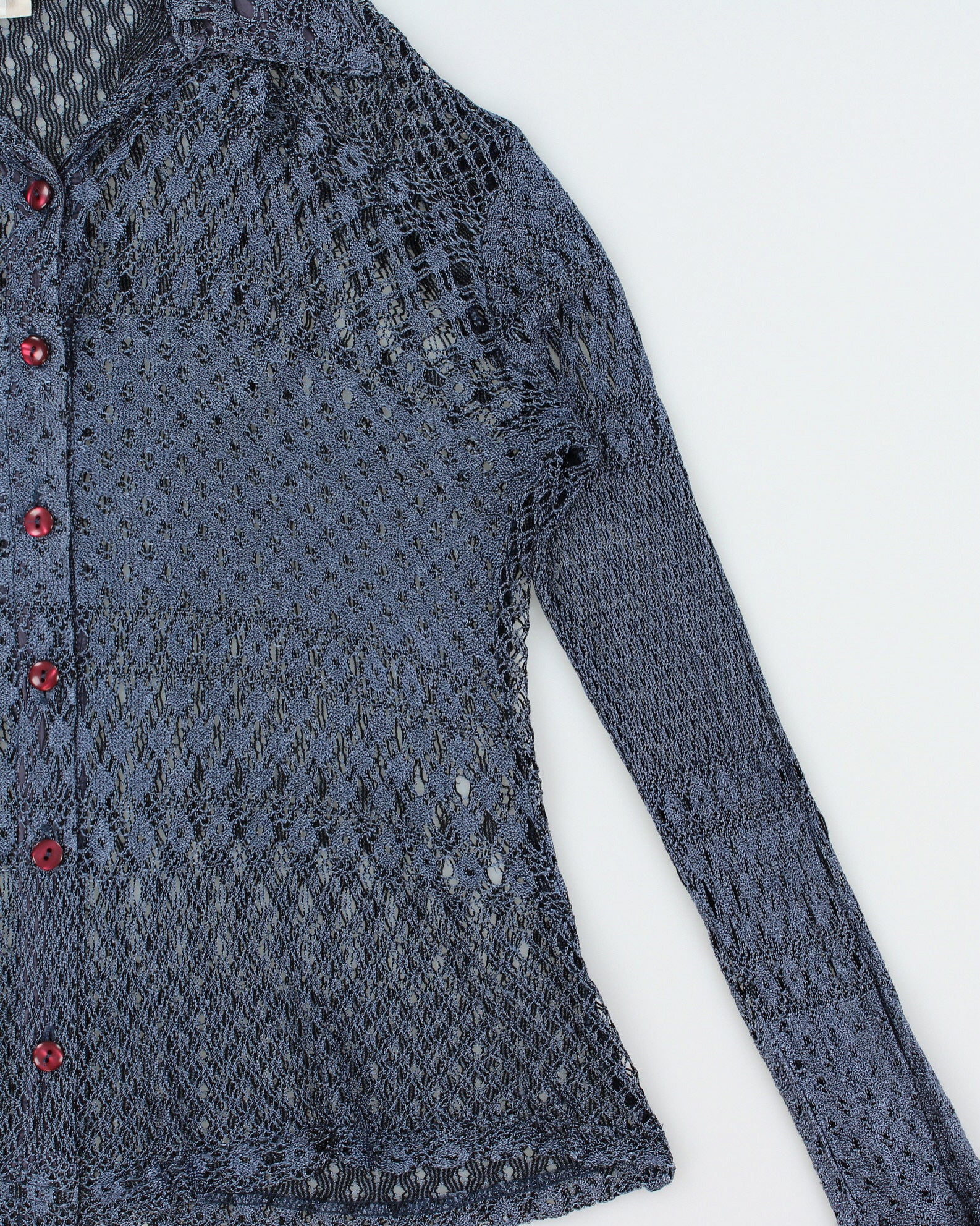 Vintage 1990s Crochet Button Up Blouse - M