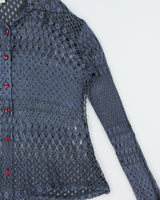 Vintage 1990s Crochet Button Up Blouse - M