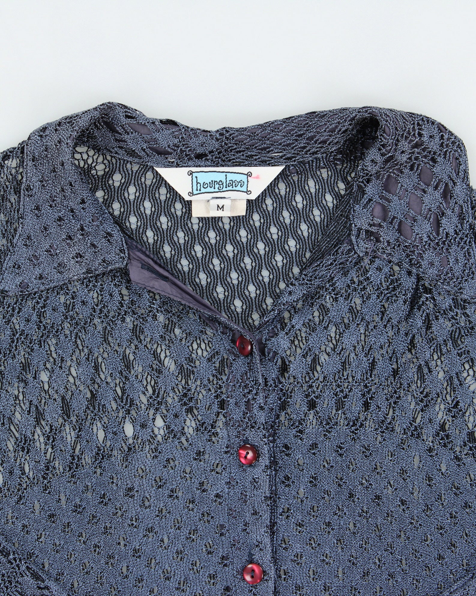 Vintage 1990s Crochet Button Up Blouse - M