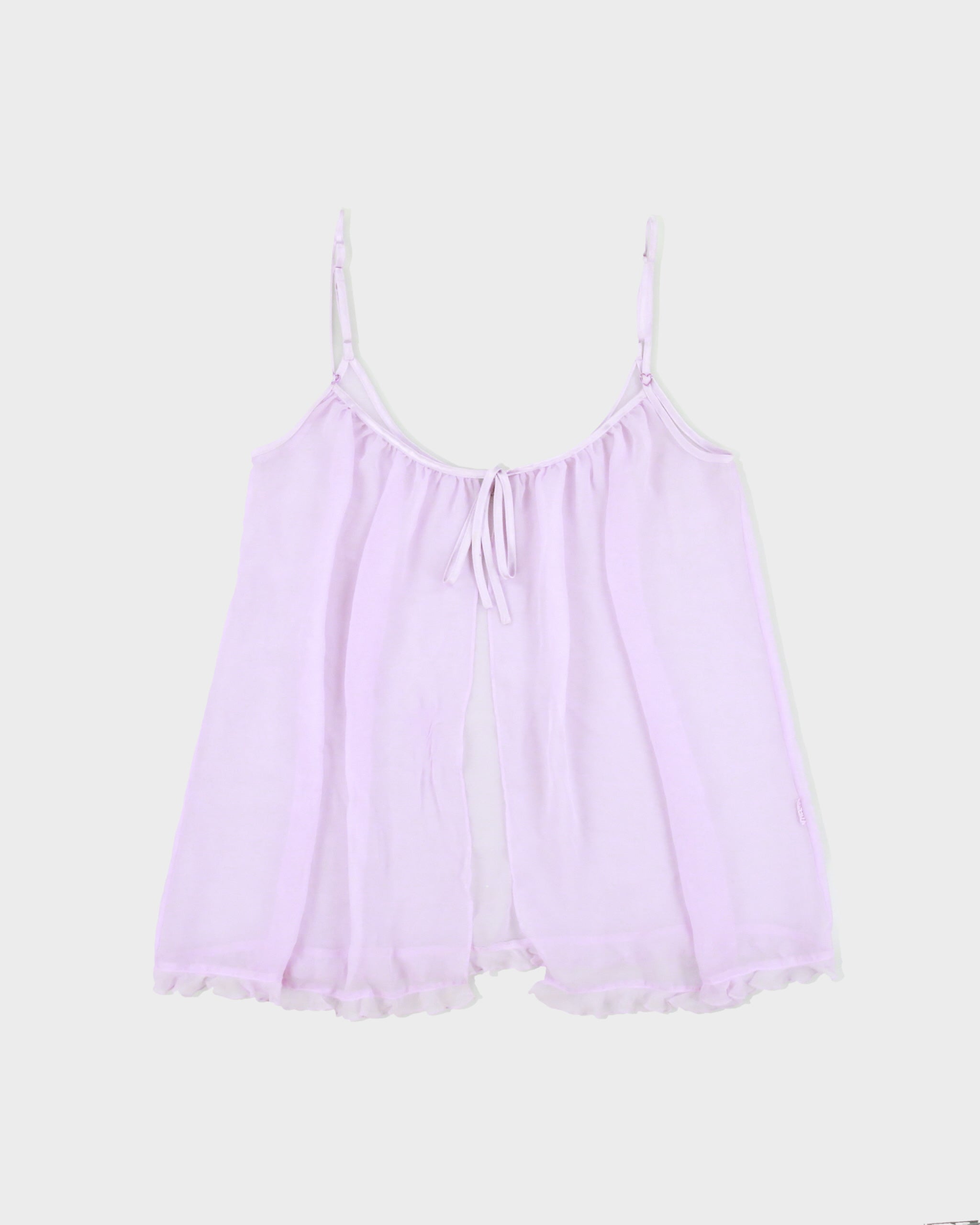 Vintage Y2K 2000s La Senza Split Front Tie Mesh Cami Top - M