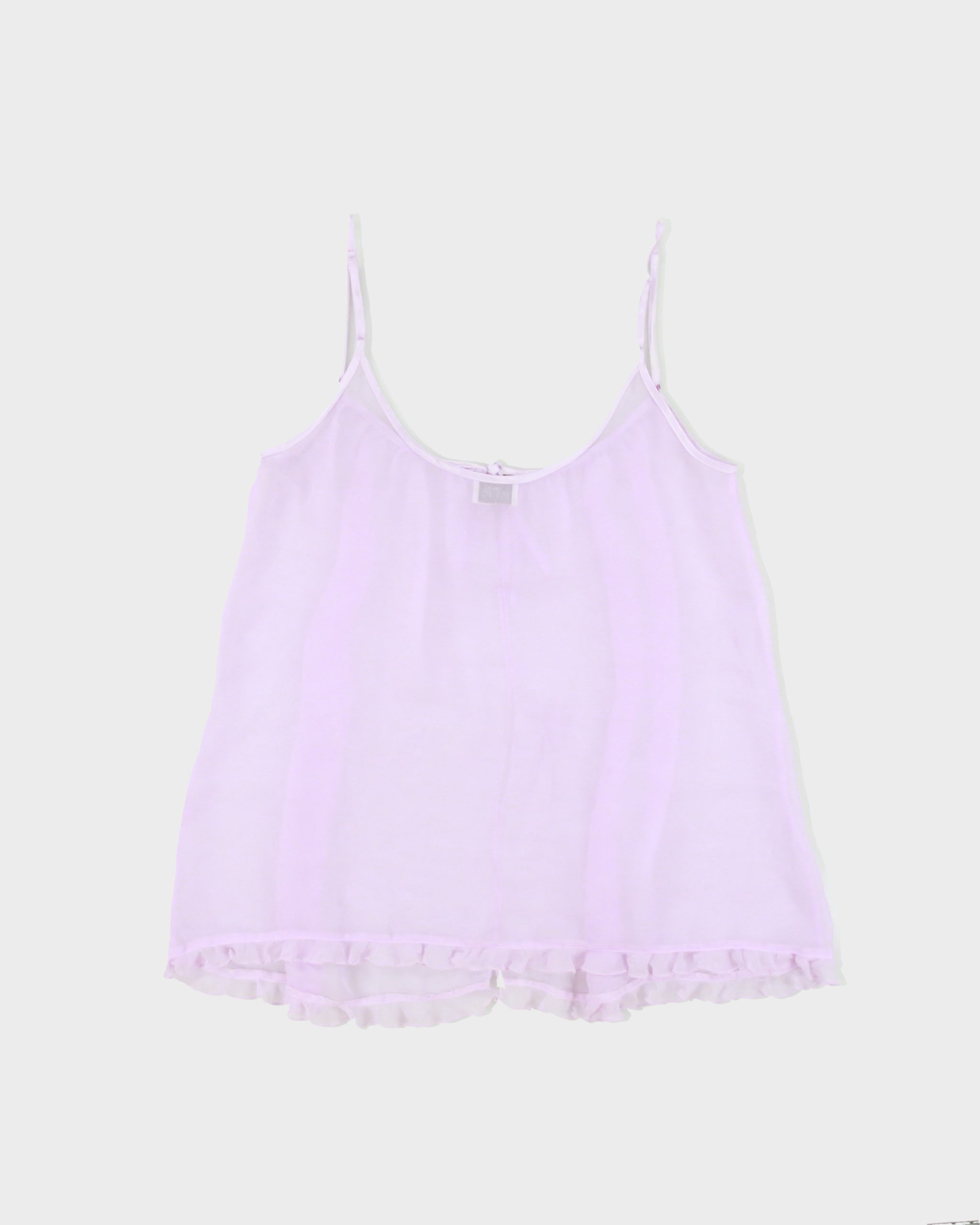 Vintage Y2K 2000s La Senza Split Front Tie Mesh Cami Top - M