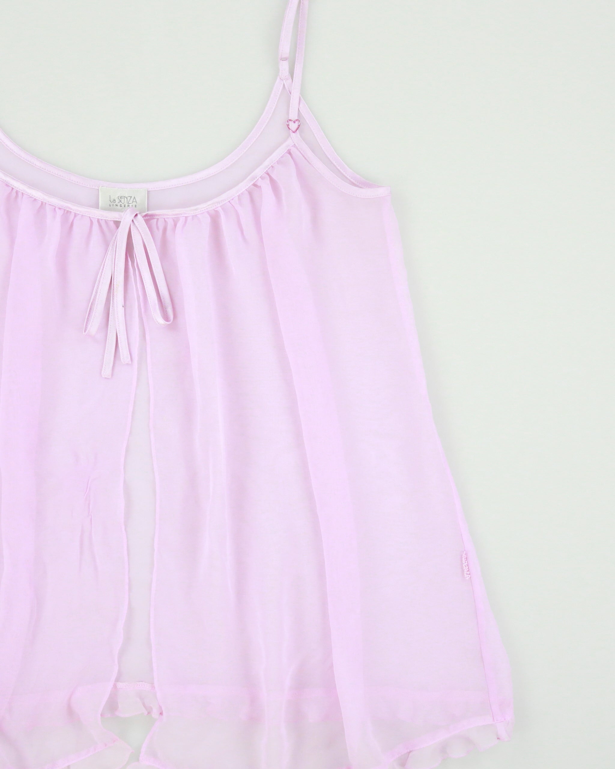 Vintage Y2K 2000s La Senza Split Front Tie Mesh Cami Top - M