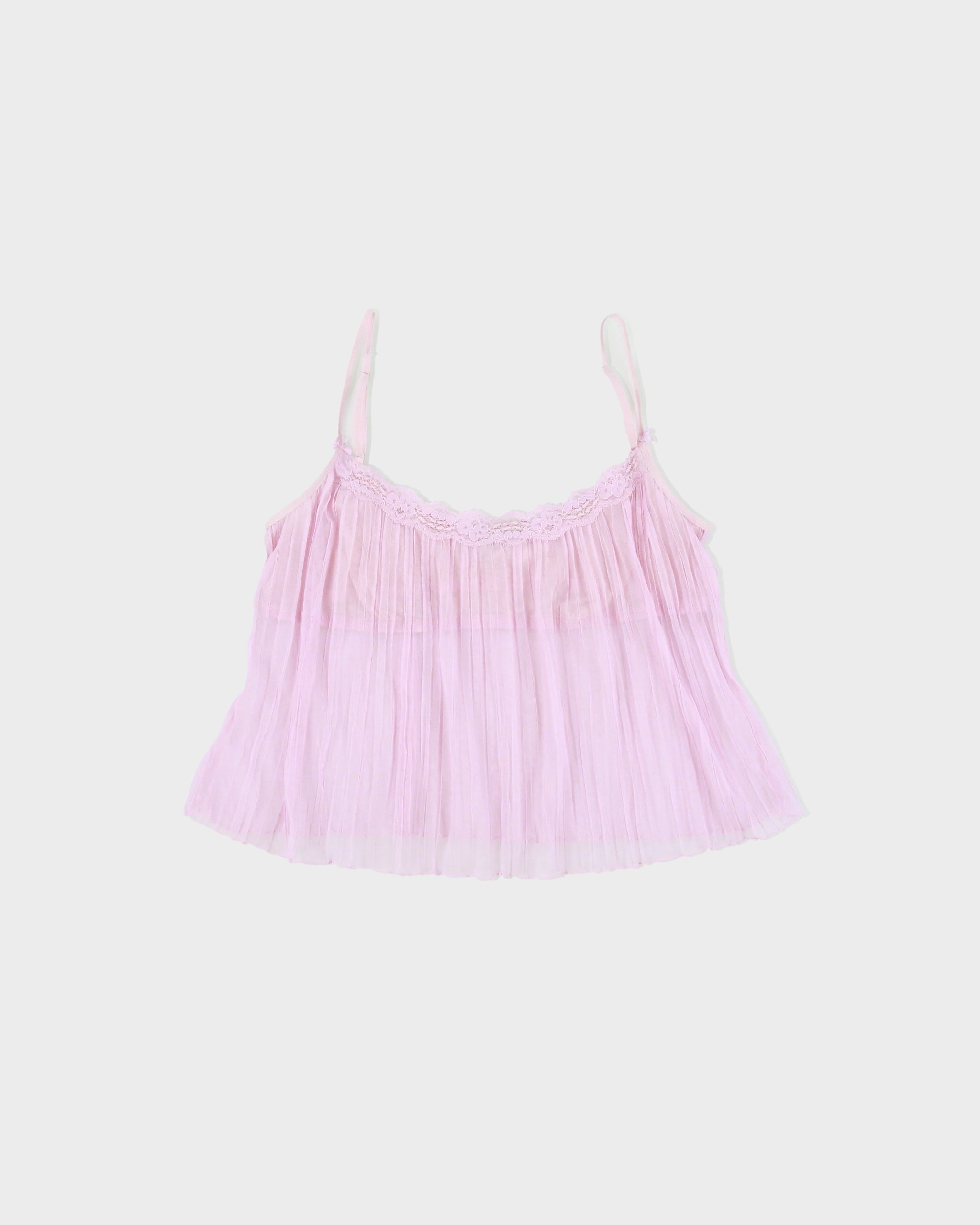 Vintage Y2K 2000s La Senza Pleated Mesh Cami Top - L