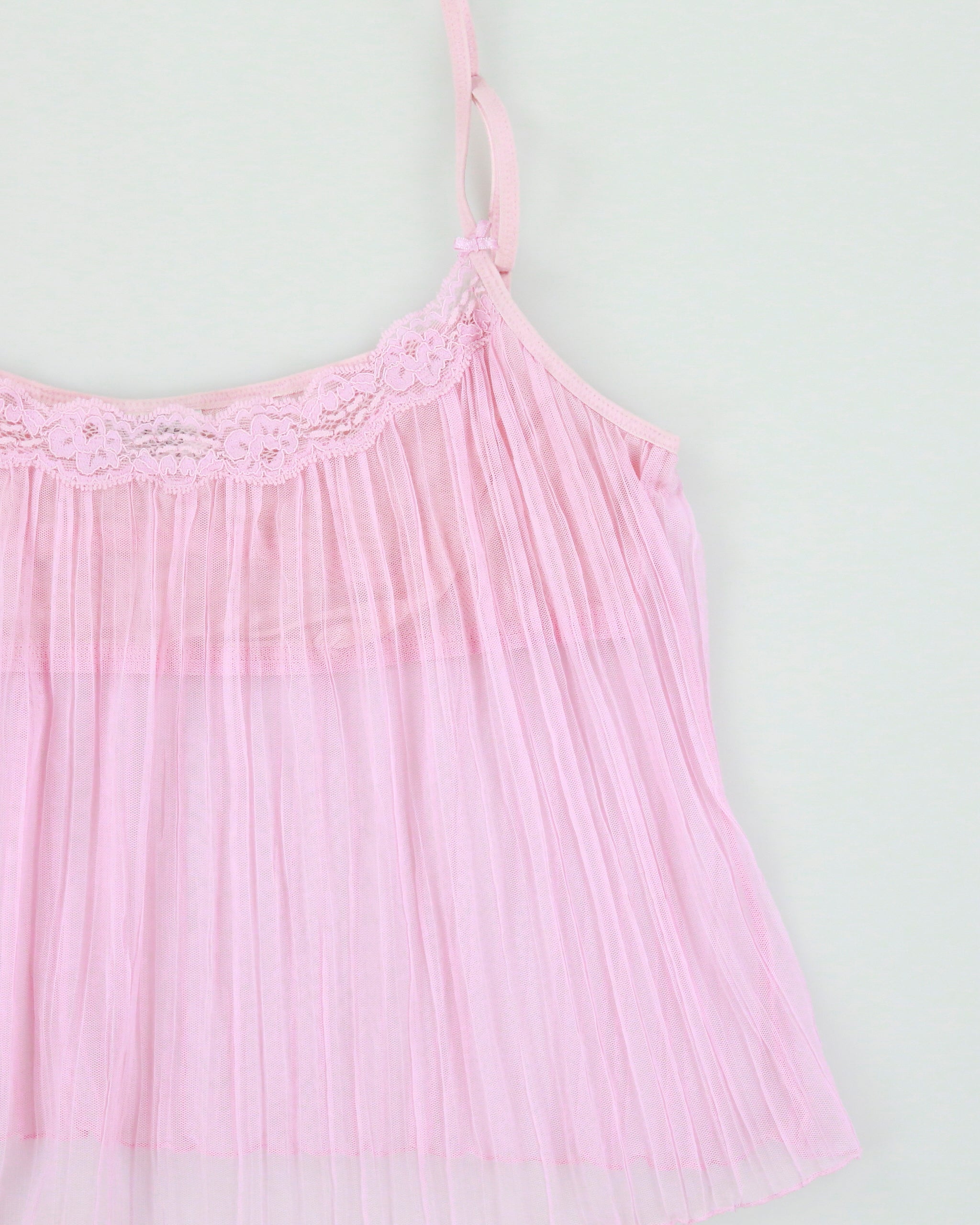 Vintage Y2K 2000s La Senza Pleated Mesh Cami Top - L