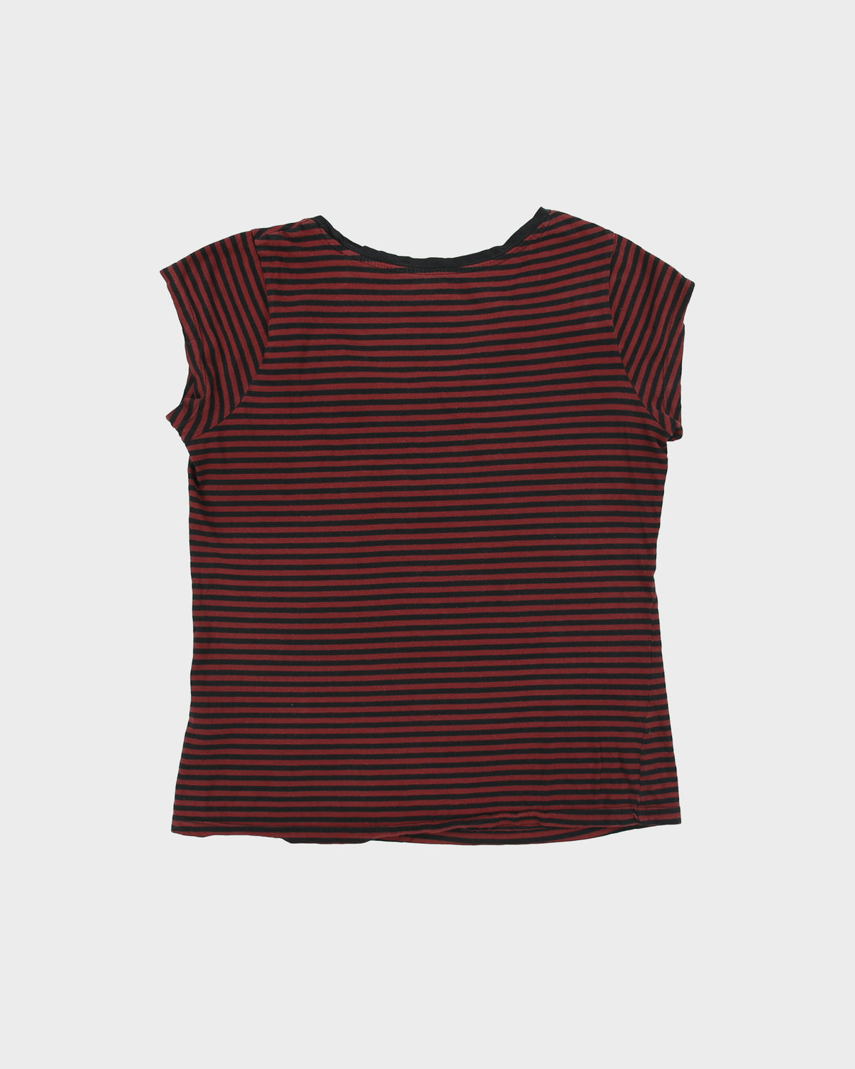 Vintage Y2K 2000s Guess Textured Logo Striped Cap Sleeve T-shirt - XL