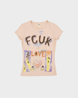 Vintage Y2K 2000s FCUK Paint Graphic Short Sleeve T-shirt - S