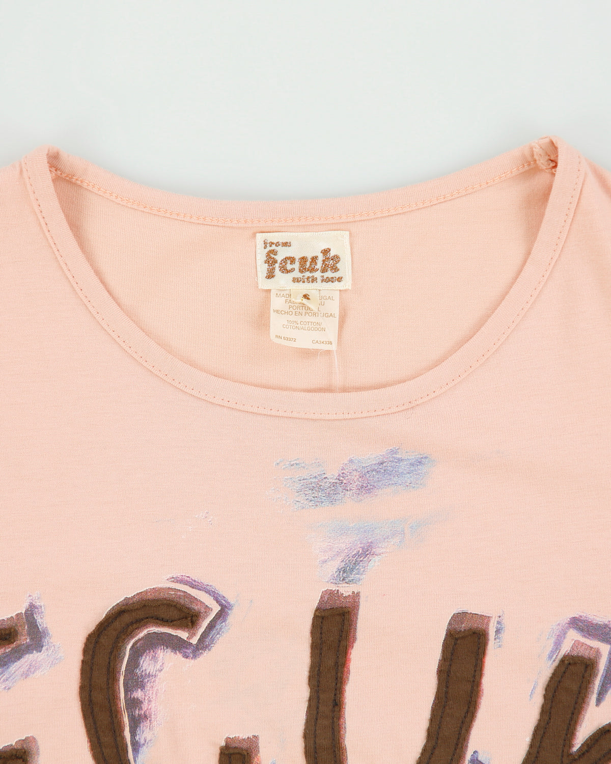 Vintage Y2K 2000s FCUK Paint Graphic Short Sleeve T-shirt - S