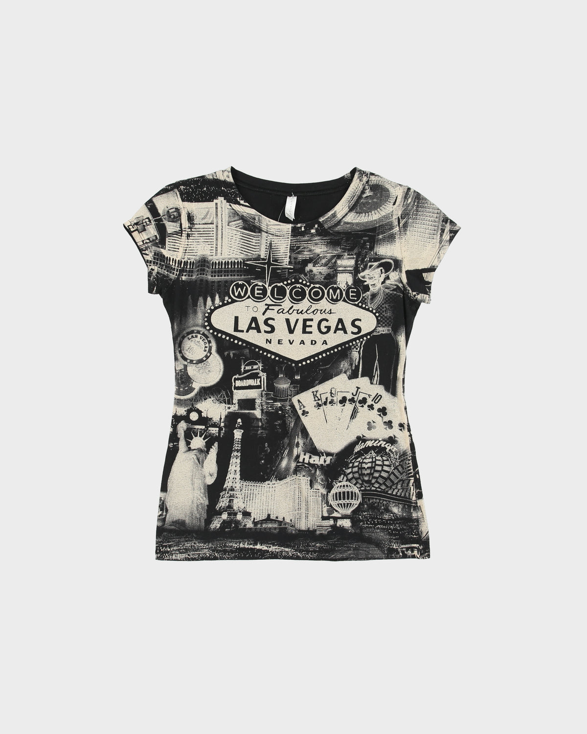 Vintage Y2K 2000s Reserved All Over Las Vegas Print T-Shirt - S